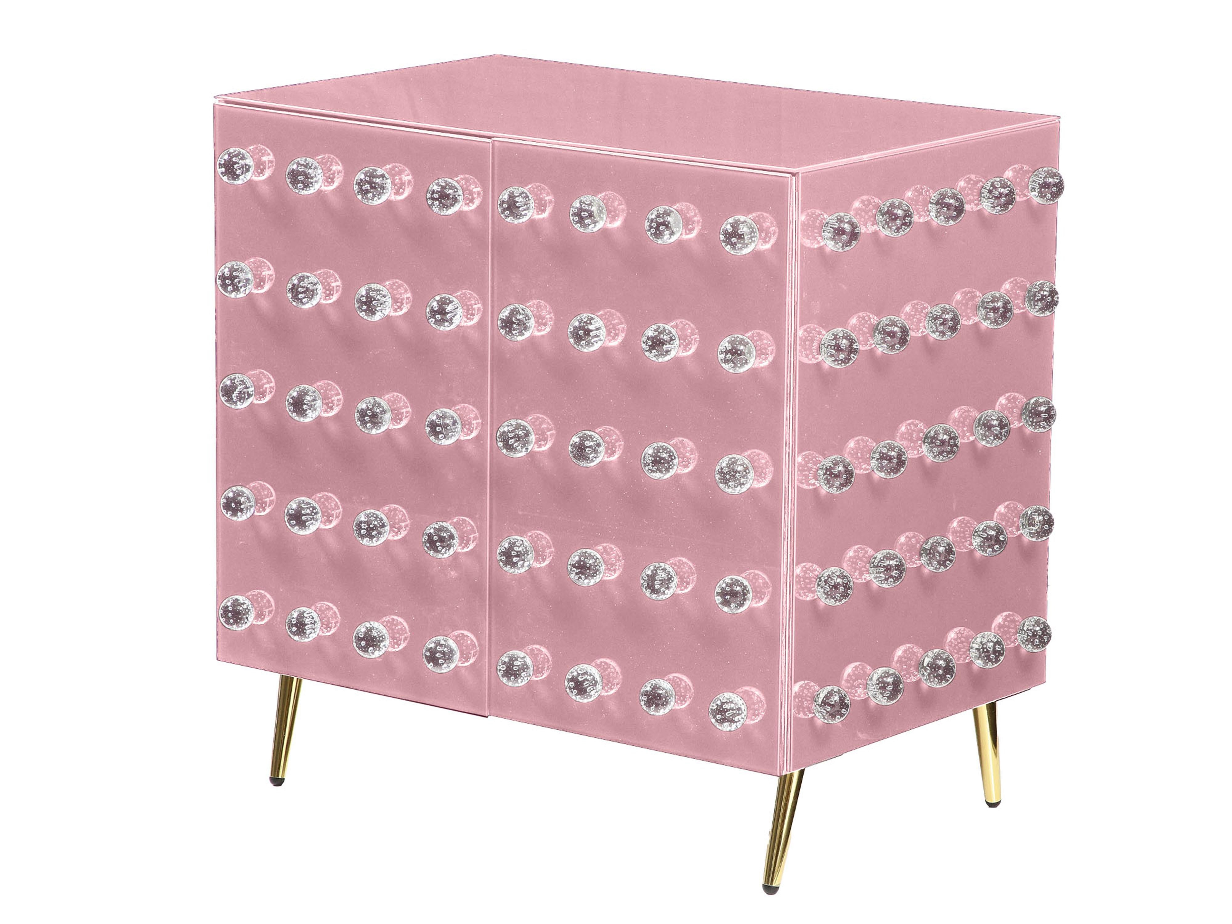 Discover the epitome of Italian craftsmanship with this exquisite pink Murano glass cabinet, a limited-edition masterpiece. 

Handcrafted by skilled Venetian artisans, this cabinet showcases the vibrant hues and intricate patterns of Murano's