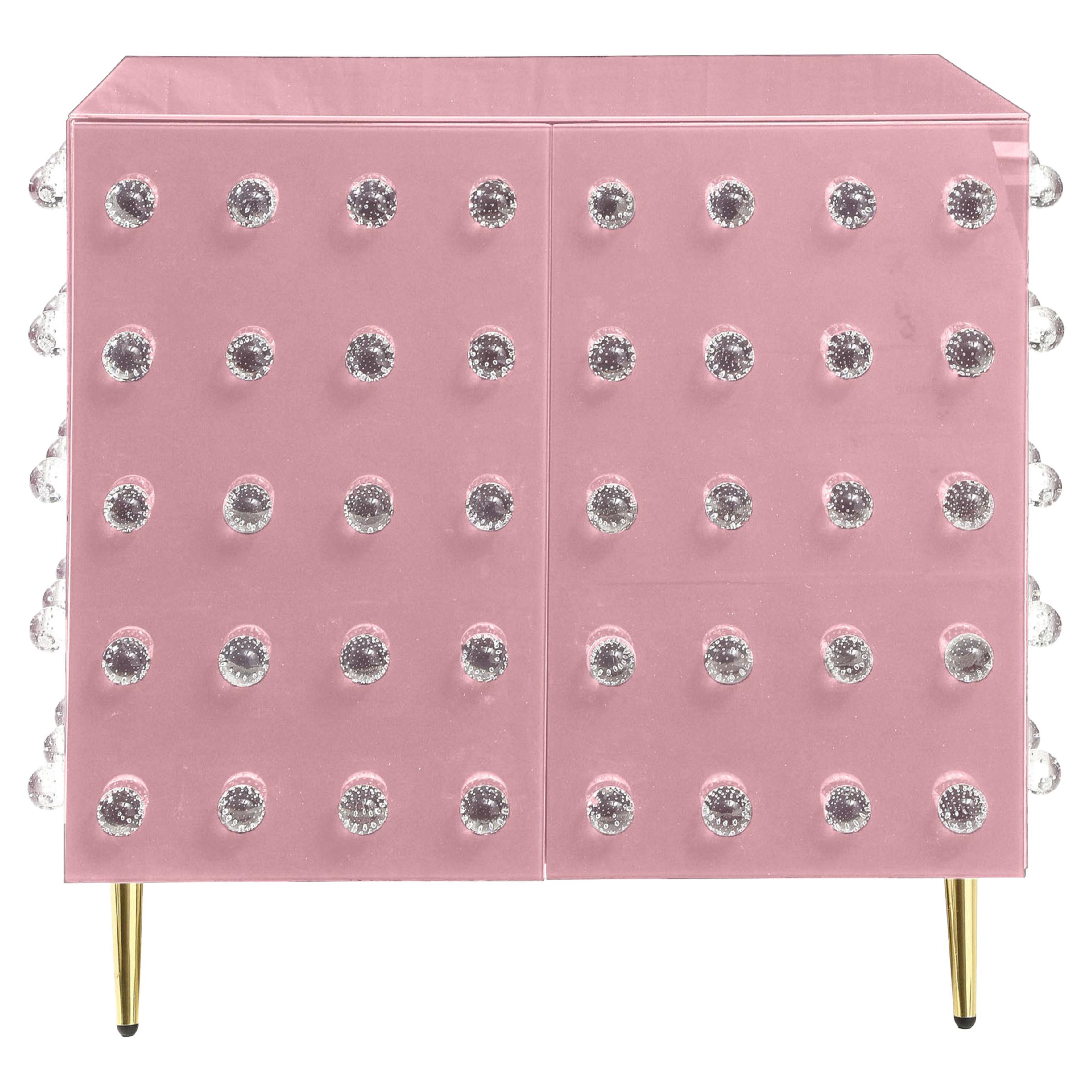  Magnifique armoire italienne rose de Murano, douze bijoux disponibles  en vente