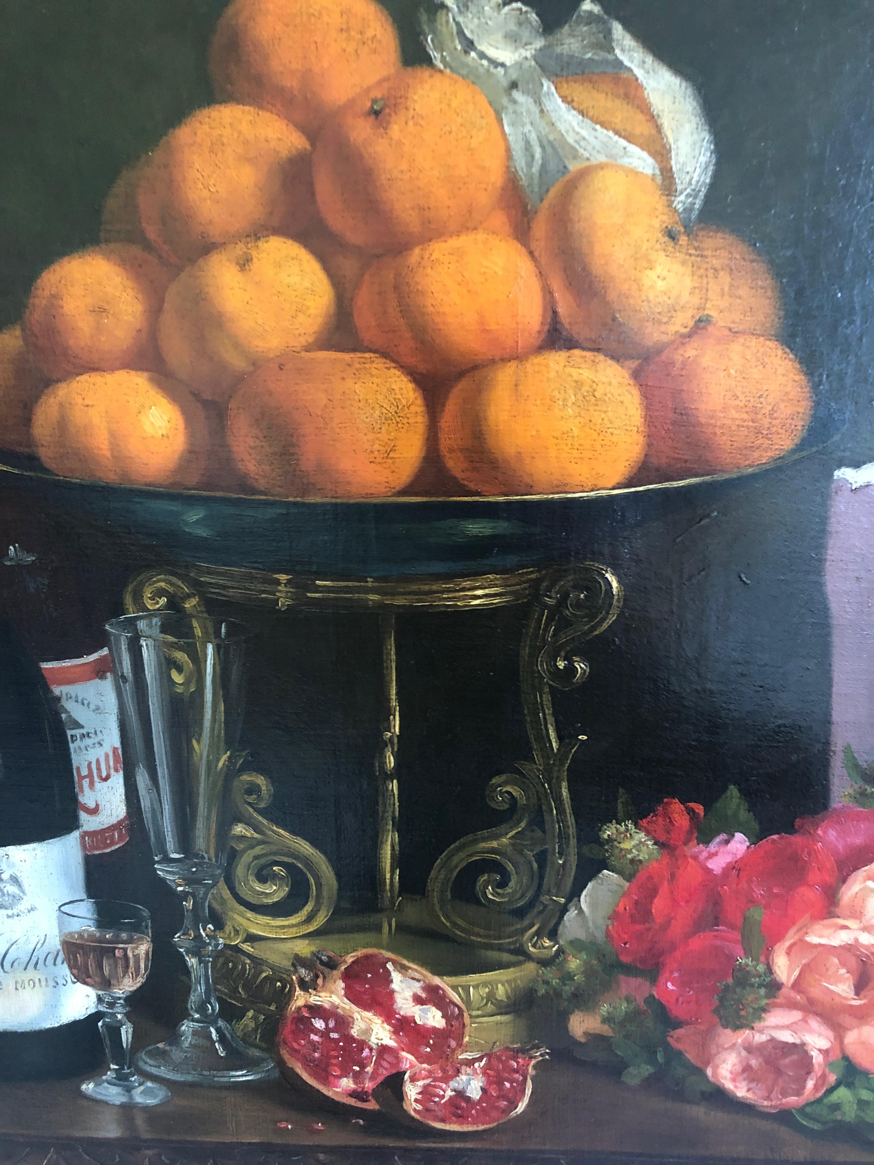 Magnificent Museum Quality Very Large Realistic Still Life by Francois Abel In Excellent Condition In Hopewell, NJ