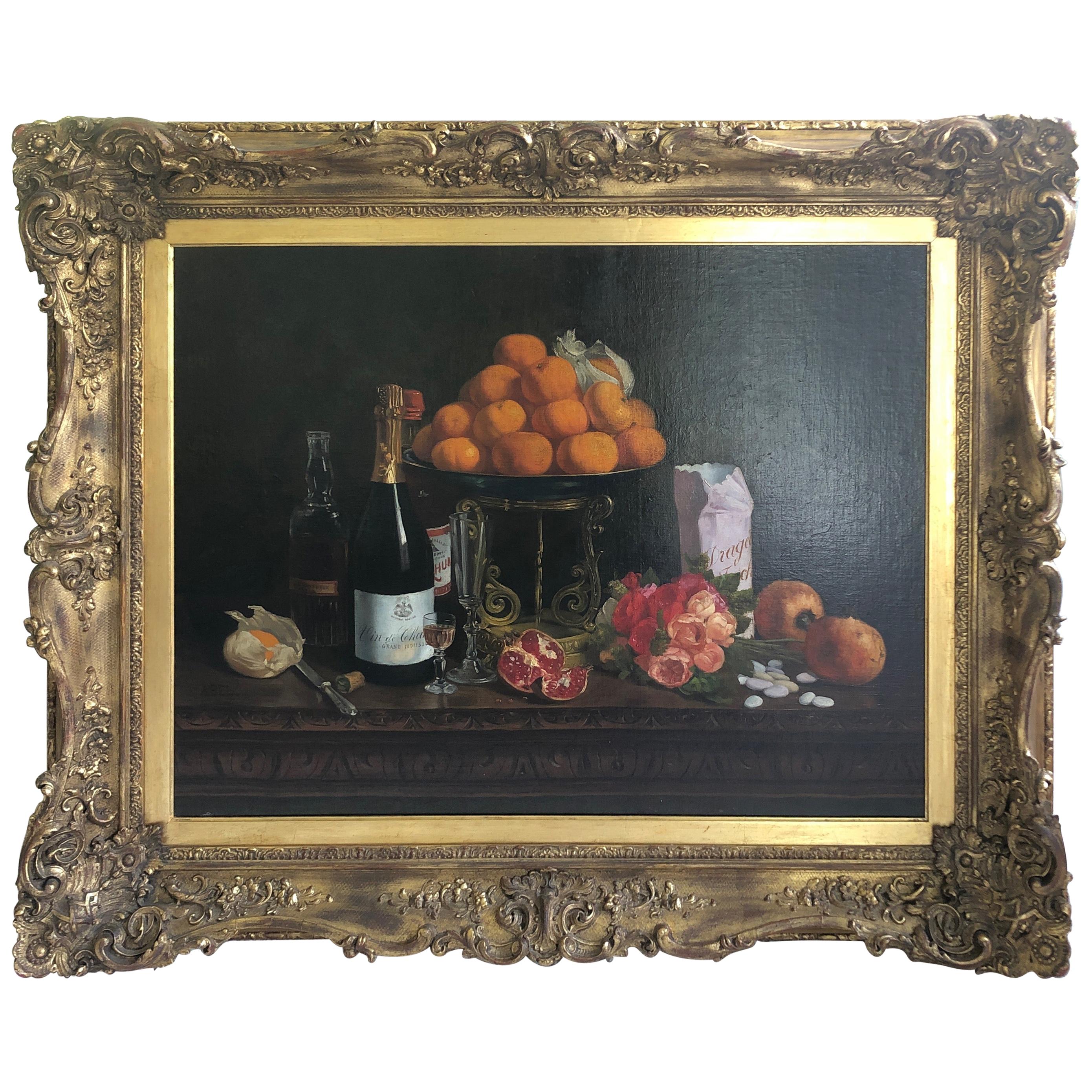 Magnificent Museum Quality Very Large Realistic Still Life by Francois Abel