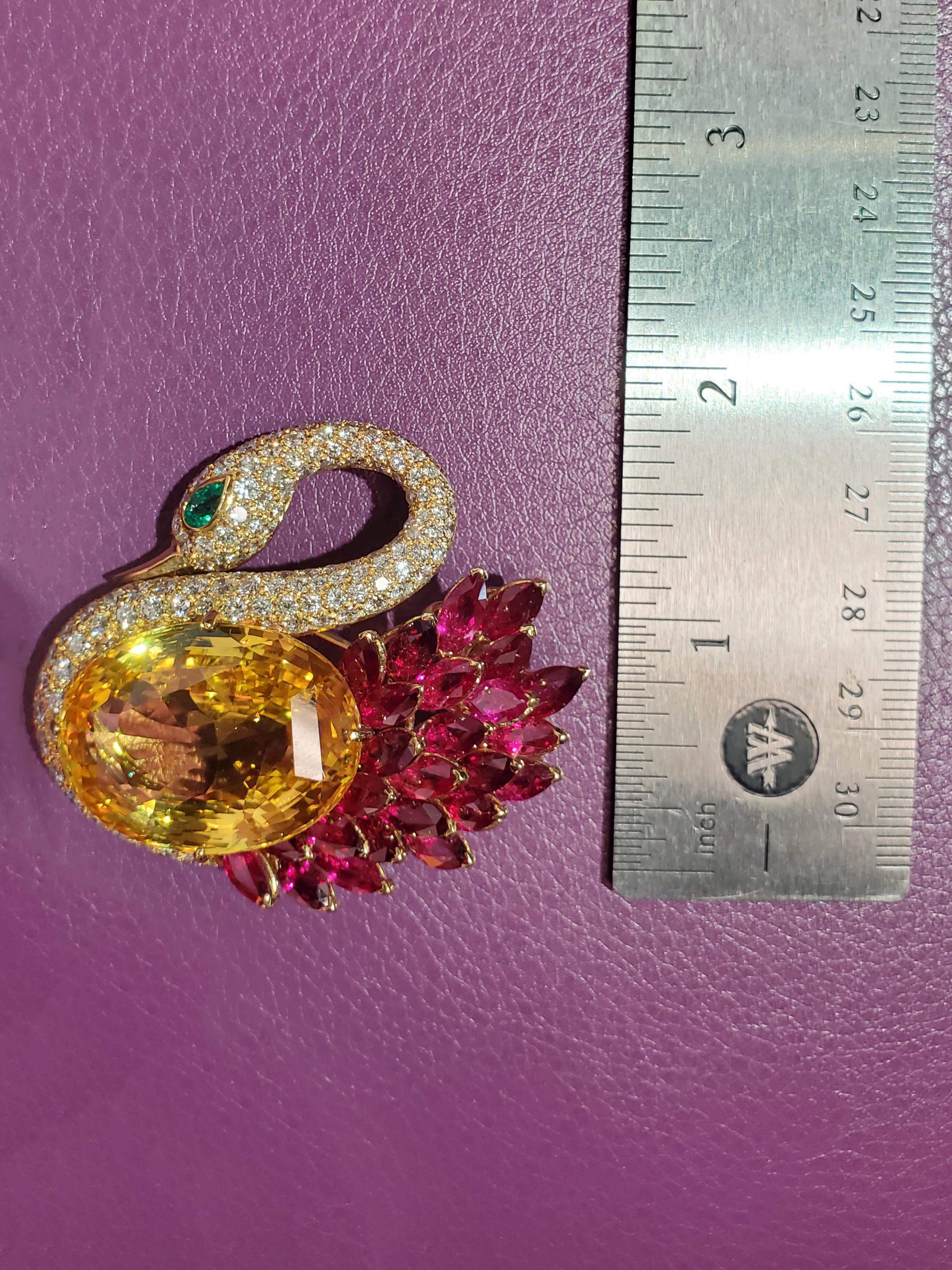 Magnificent Natural Yellow Sapphire Swan Brooch by Bvlgari For Sale 2