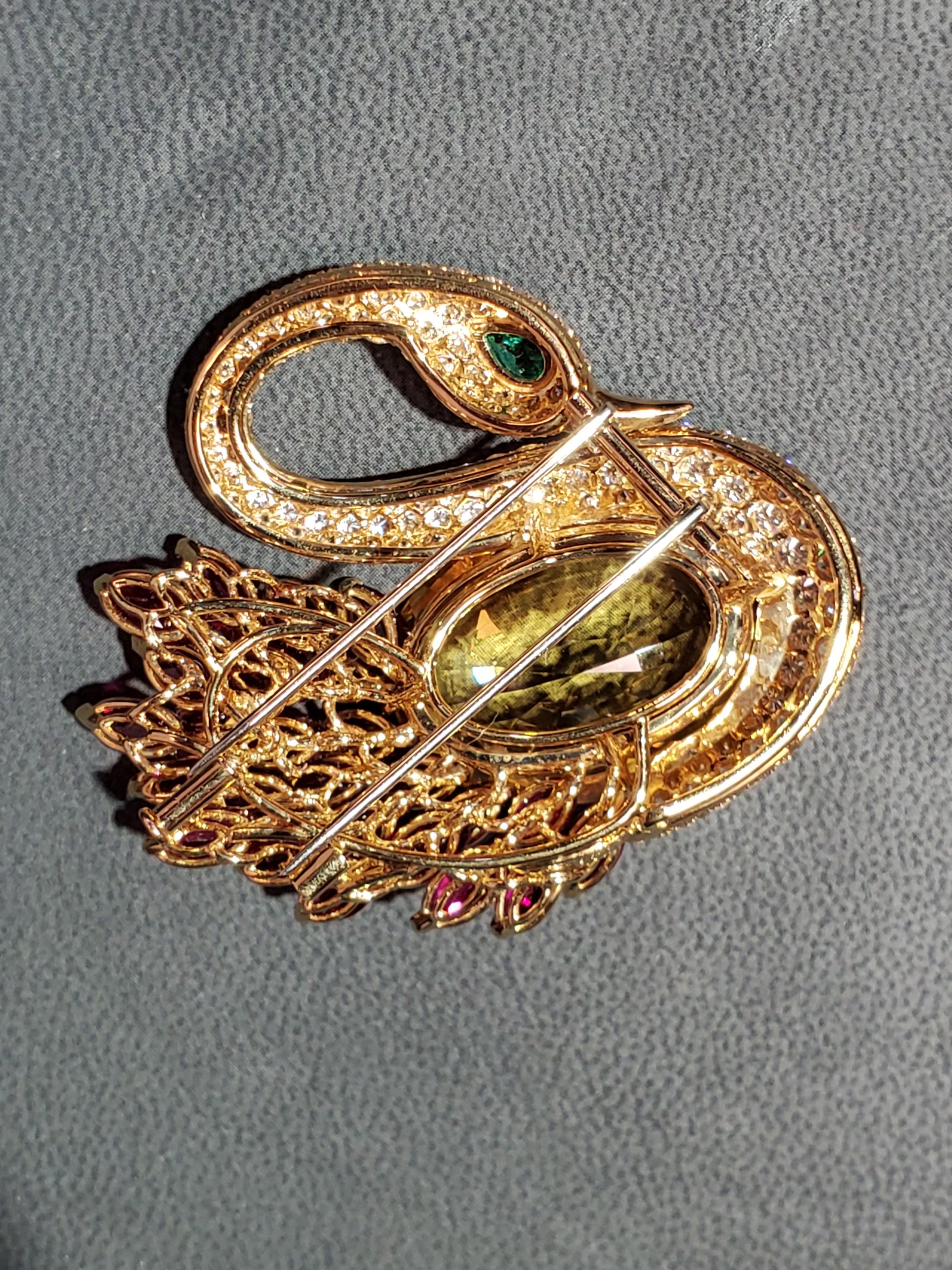 Magnificent Natural Yellow Sapphire Swan Brooch by Bvlgari For Sale 4