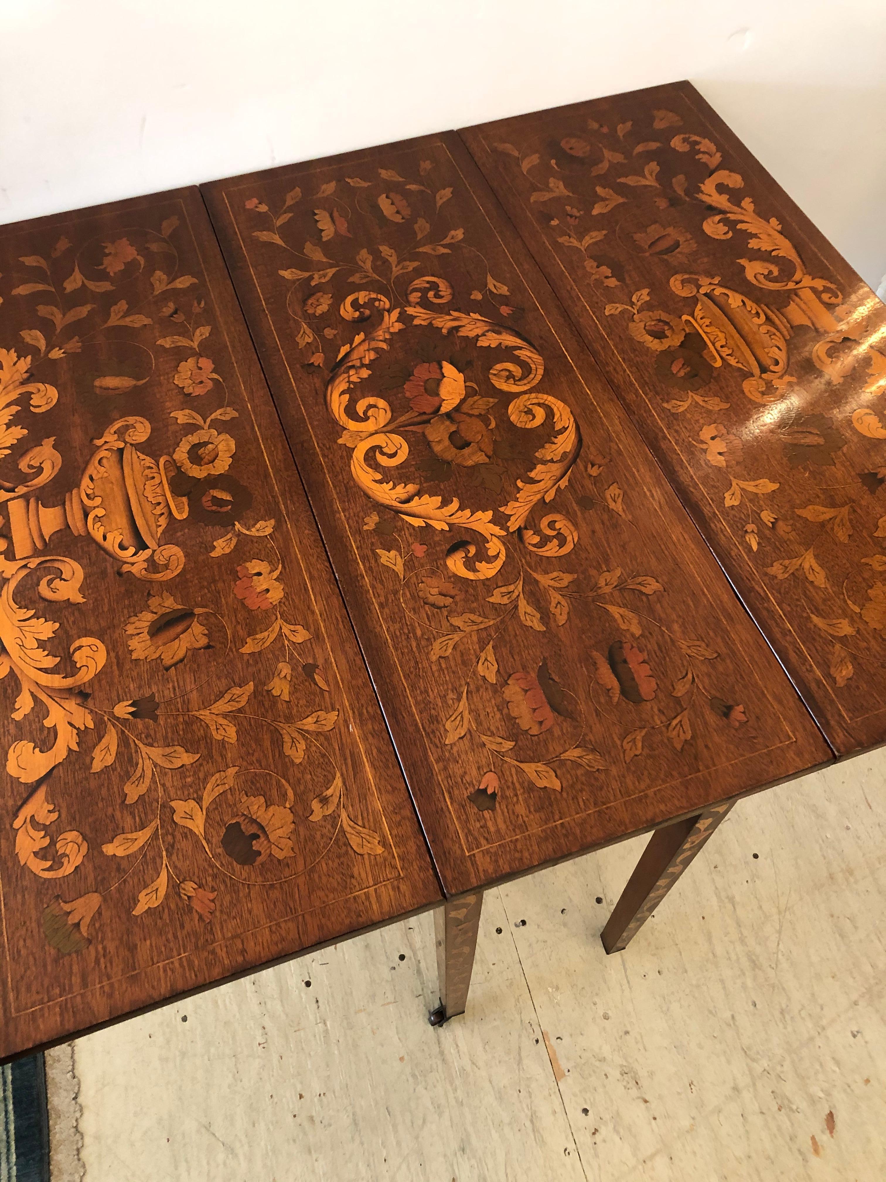 Magnificent Neoclassical Dutch Marquetry Drop-Leaf Pembroke Table 5