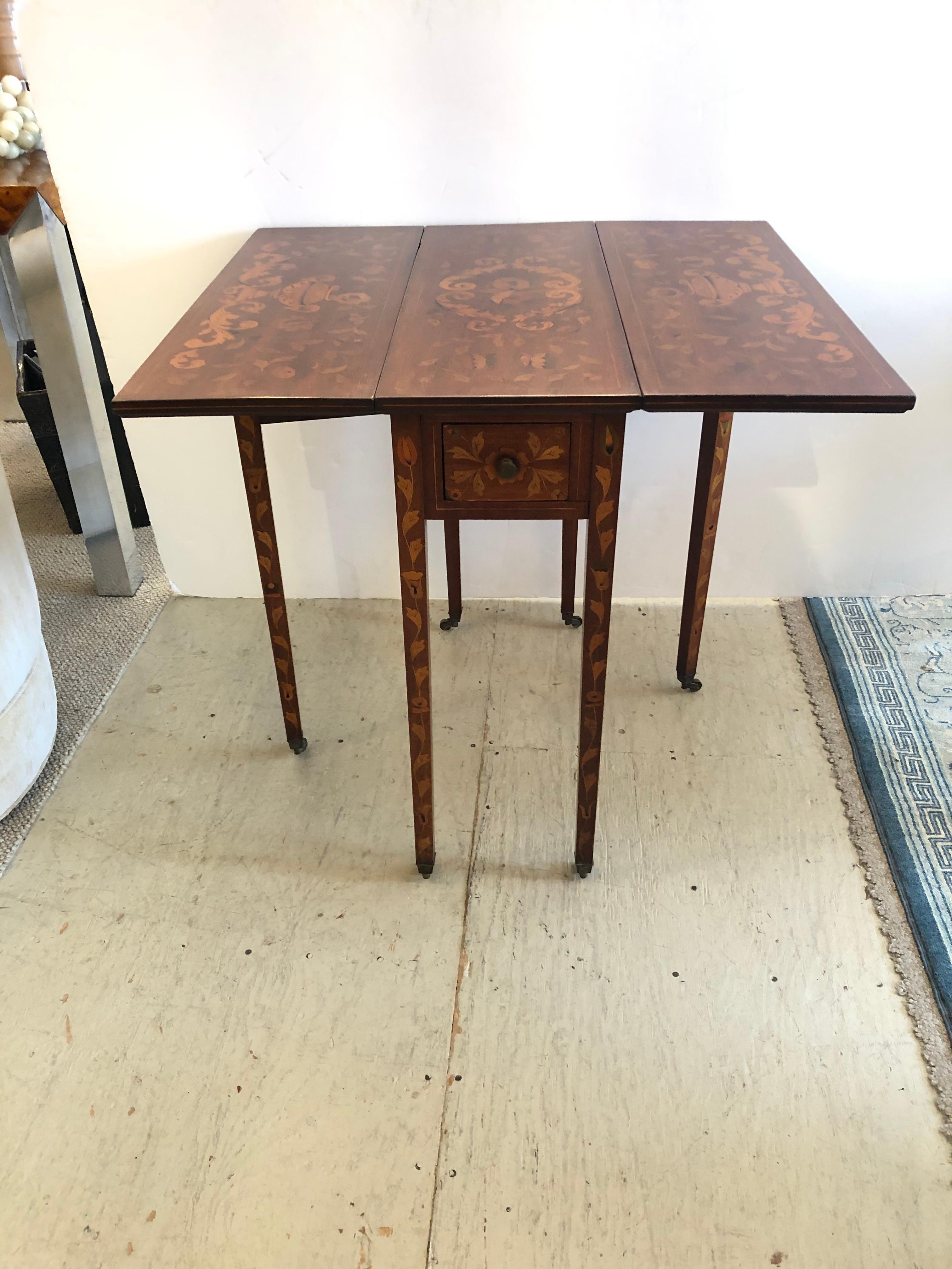 Magnificent Neoclassical Dutch Marquetry Drop-Leaf Pembroke Table 6