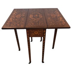 Magnificent Neoclassical Dutch Marquetry Drop-Leaf Pembroke Table