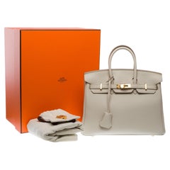 Magnificent New Hermes Birkin 25 handbag in Beton Grey Togo leather, GHW
