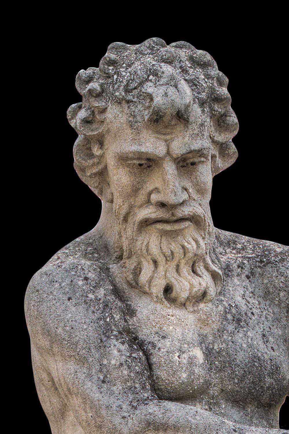 Cast Stone Magnificent North Italian 19th Century Stone Sculpture Figure of God Neptune