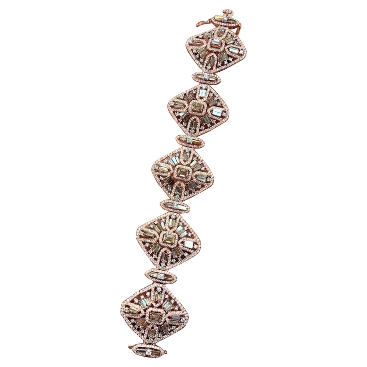 Magnífico NWT 88, 000 Oro 18KT Raro Fantasía Brillante Cognac Pulsera de diamantes