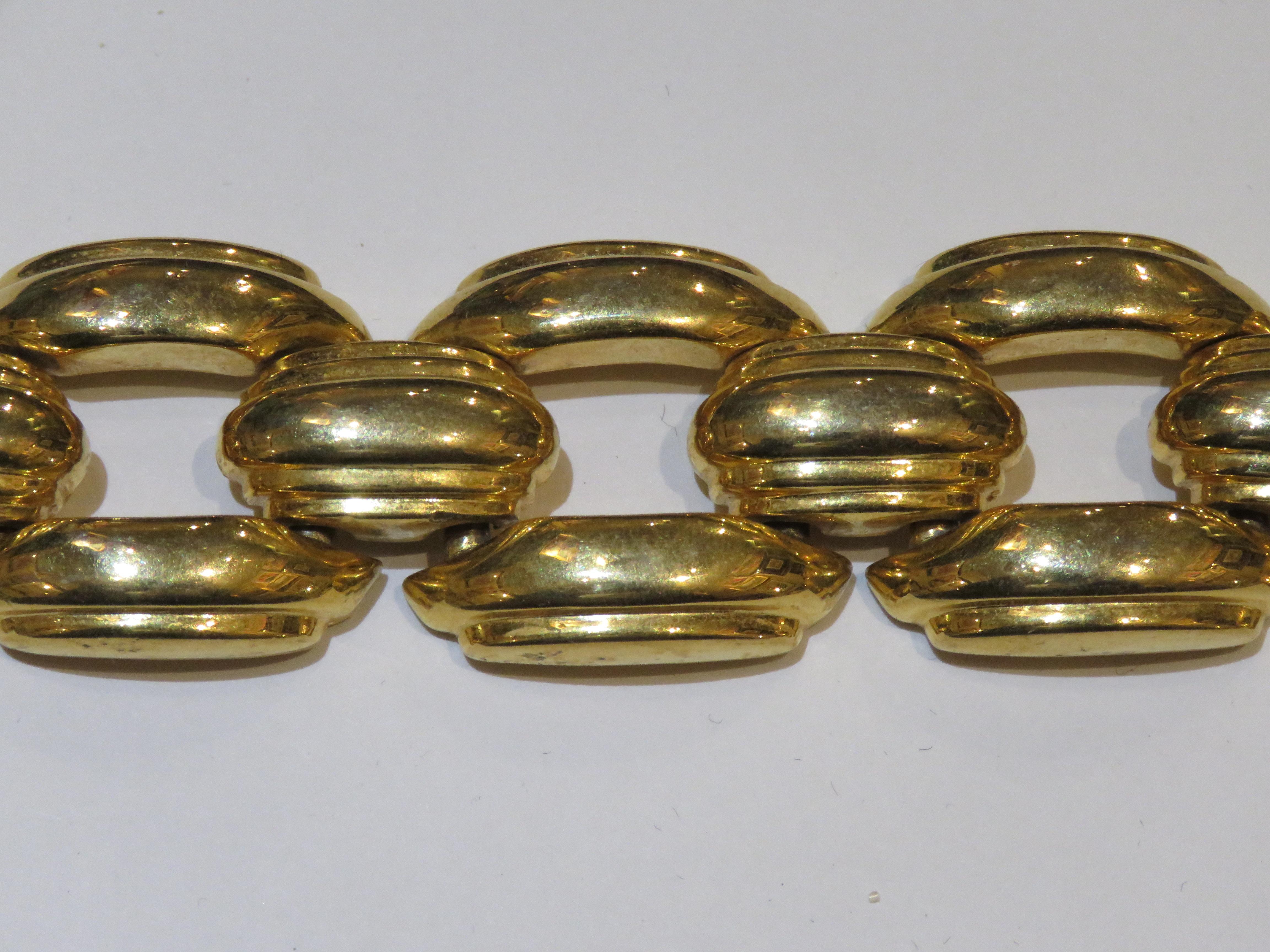 Women's Magnificent NYC Estate 18KT Heavy Gold Overlaid 1980s Chain Gold Link Bracelet For Sale