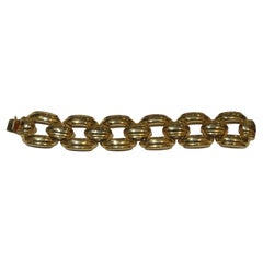 Magnificent NYC Estate 18KT Heavy Gold Overlaid 1980s Chain Gold Link Bracelet
