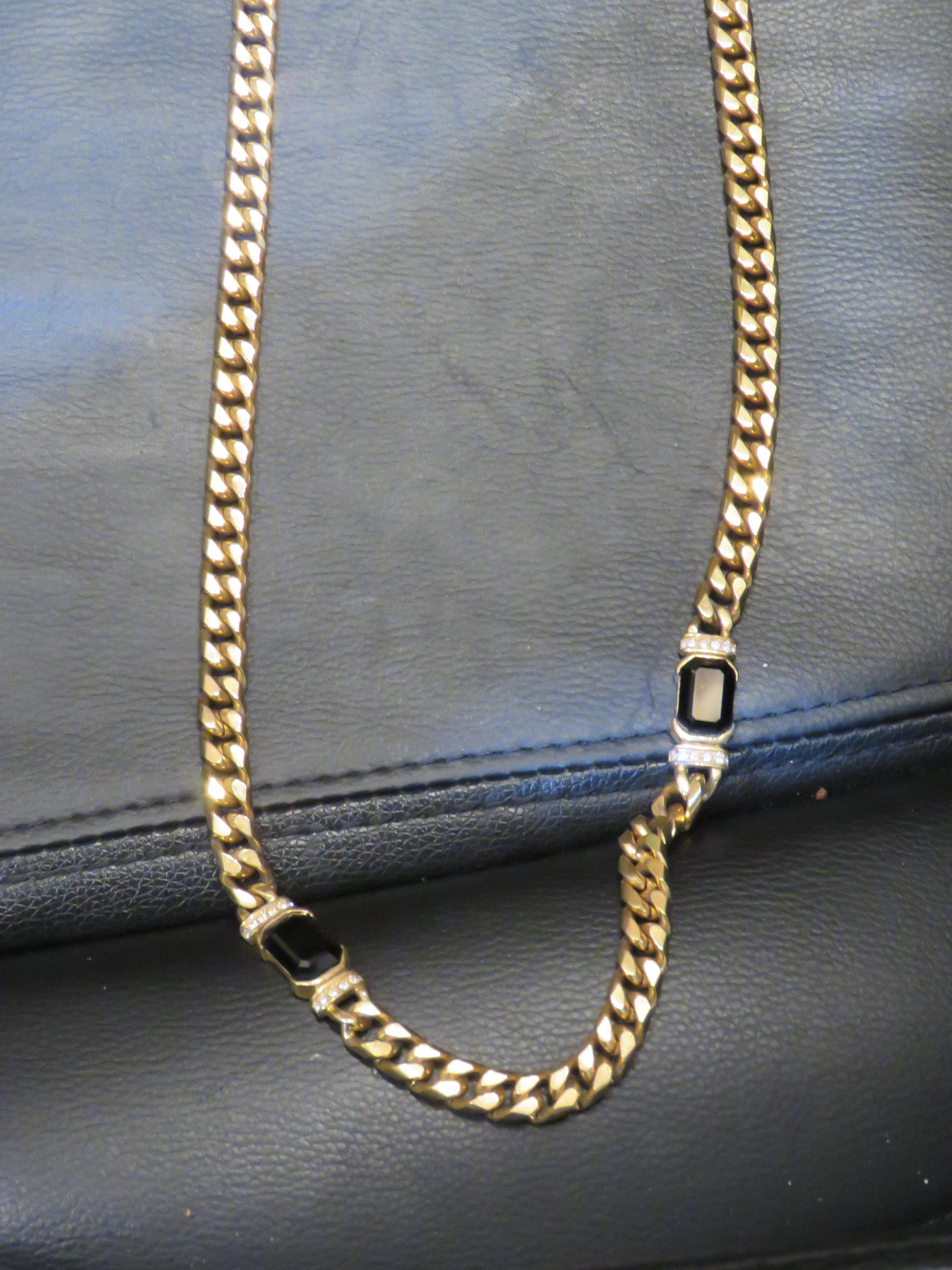 Magnifique collier à maillons longs en or lourd recouvert d'or 18 carats, ancienne propriété de New York en vente 1