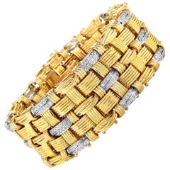 Magnificent, One of a Kind 14 Karat Two Ton Bracelet Round Diamonds 2.00 Carat
