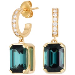 Magnificent, One of a Kind 14 Karat Yellow Gold Deep Green Tourmalines 8.94