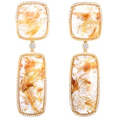 Magnificent, One of a Kind 14 Karat Yellow Gold Deep Rutilated Quartz 73.03