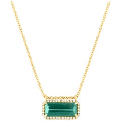 Magnificent, One of a Kind 14 Karat Yellow Gold Teal Tourmaline 3.17 Carat
