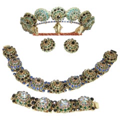 Magnificent One-Of-A-Kind Colorful Crystal Complete Parure Including A Tiara Magnificent One-Of-A-Kind Colorful Crystal Complete Parure Including A Tiara