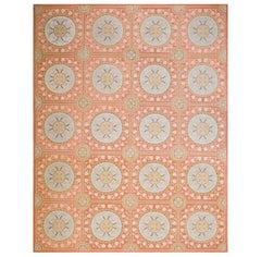 Magnificent Orange Color Contemporaneity Handwoven Needlepoint Flat Weave Rug