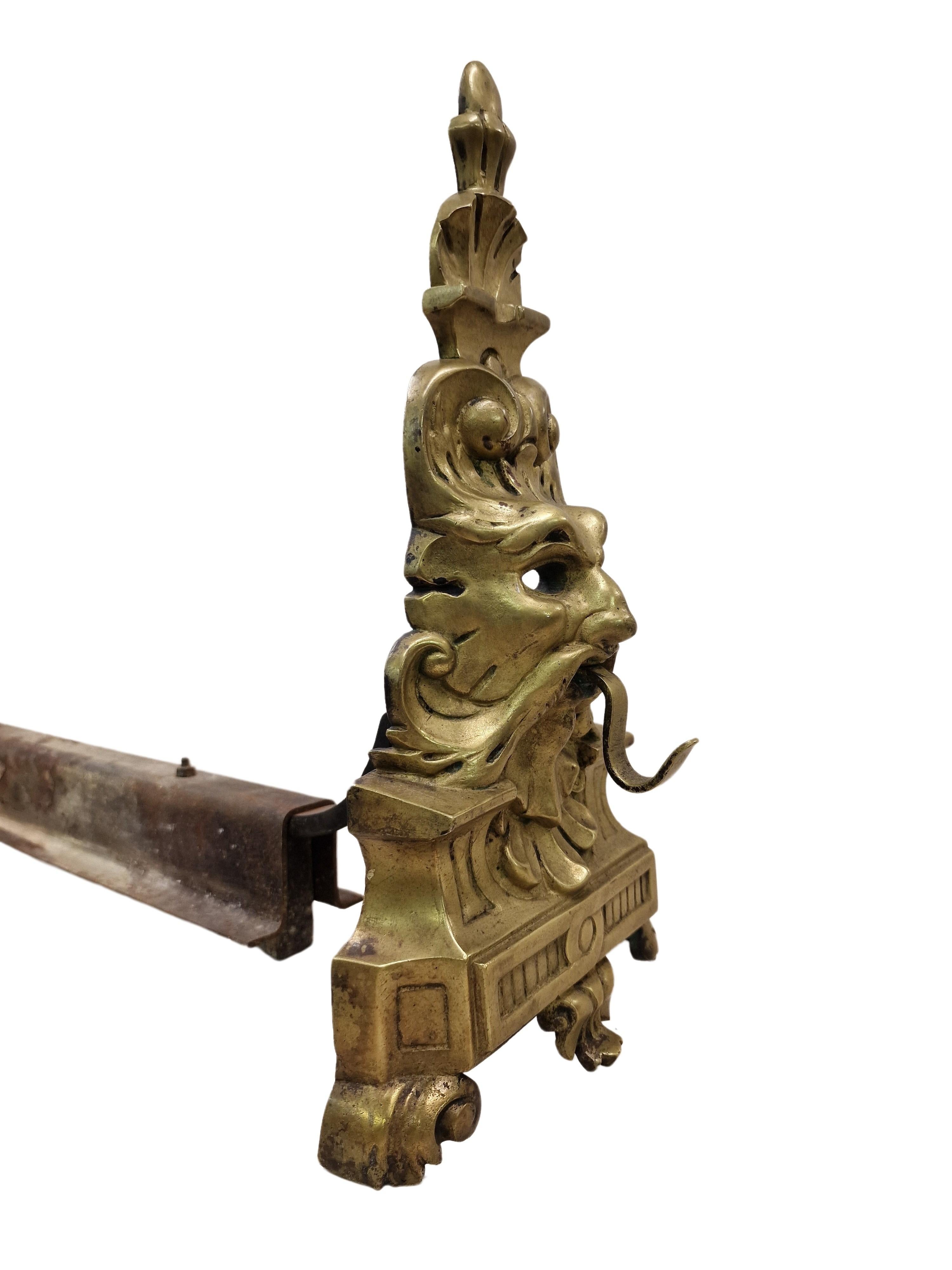 Hand-Crafted Magnificent original fireplace presenter, chimney heating, grotesque 1870 France For Sale