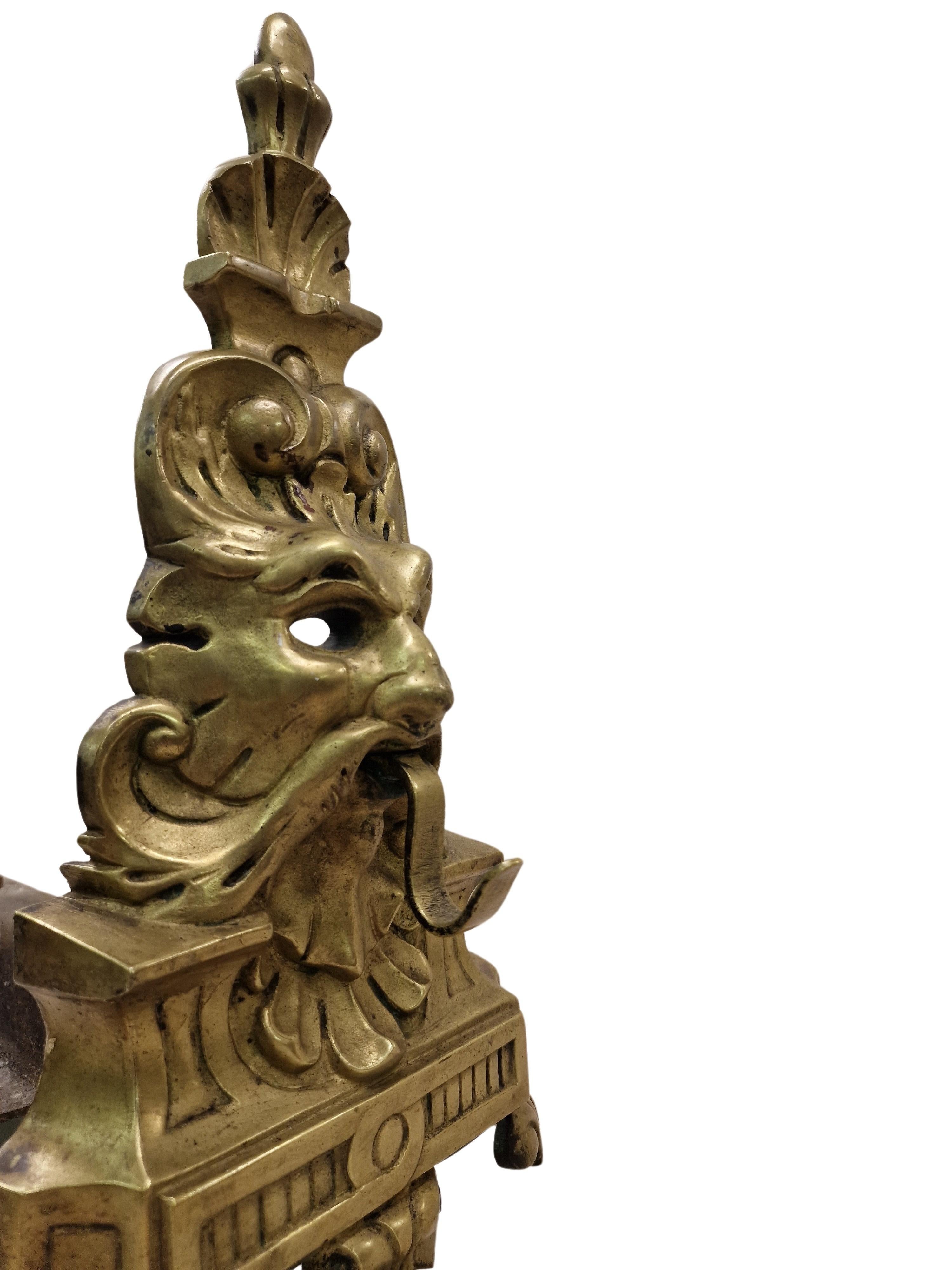 Late 19th Century Magnificent original fireplace presenter, chimney heating, grotesque 1870 France For Sale