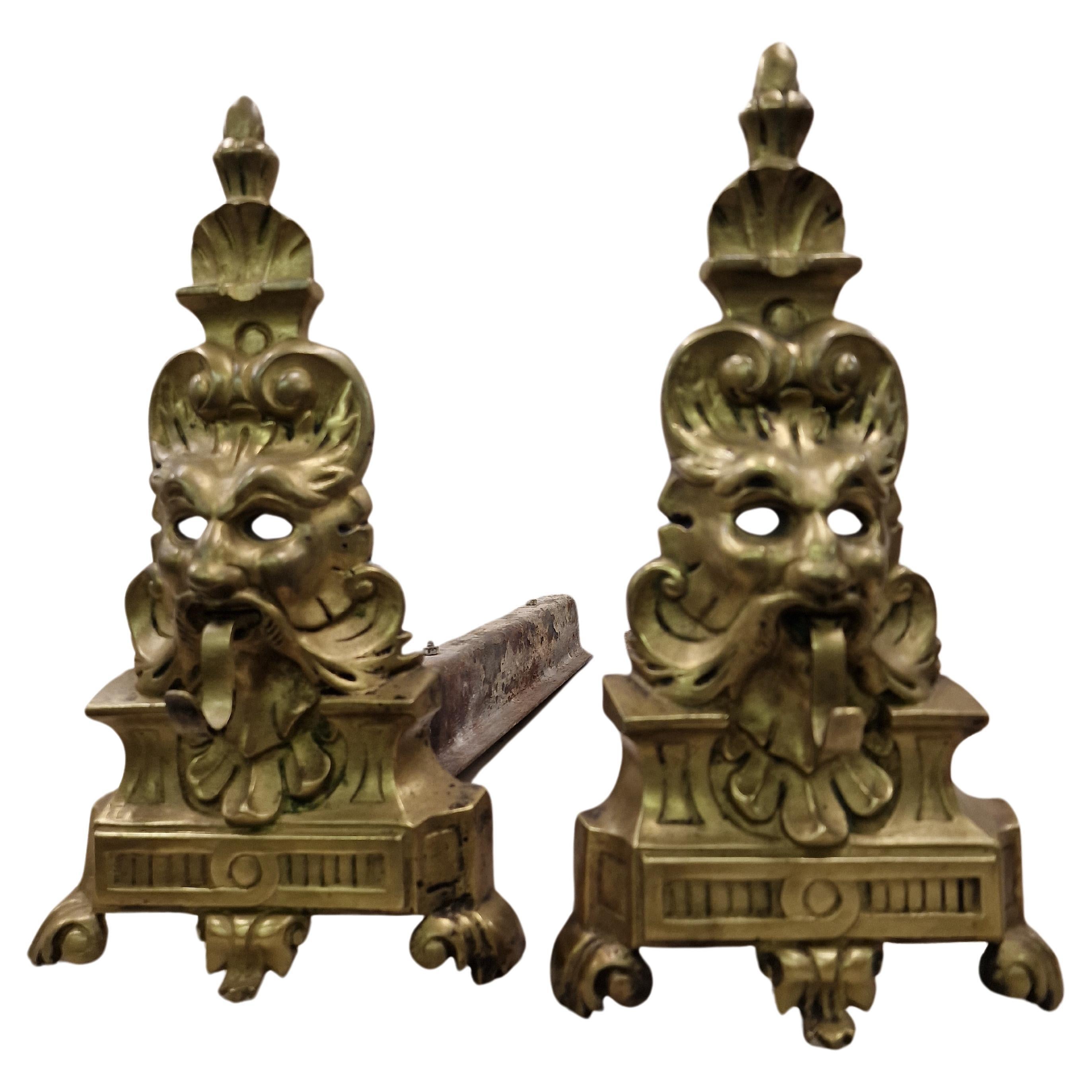 Magnificent original fireplace presenter, chimney heating, grotesque 1870 France For Sale
