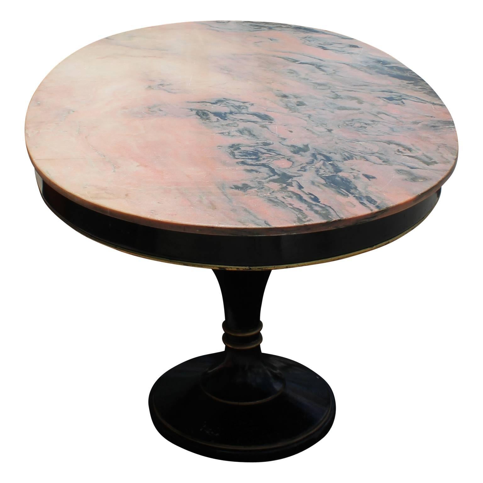 Magnificent Oval Top Dining Table with Pink Marble Attr. Maison Jansen In Excellent Condition In Houston, TX