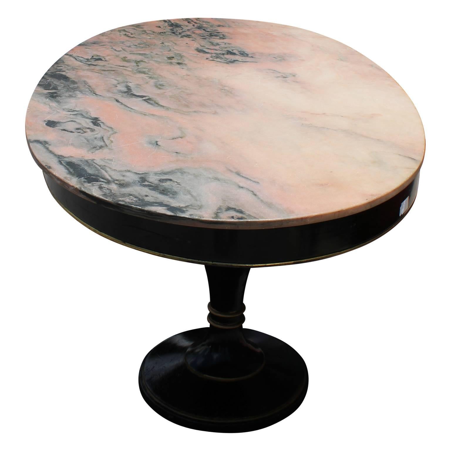 Mid-20th Century Magnificent Oval Top Dining Table with Pink Marble Attr. Maison Jansen