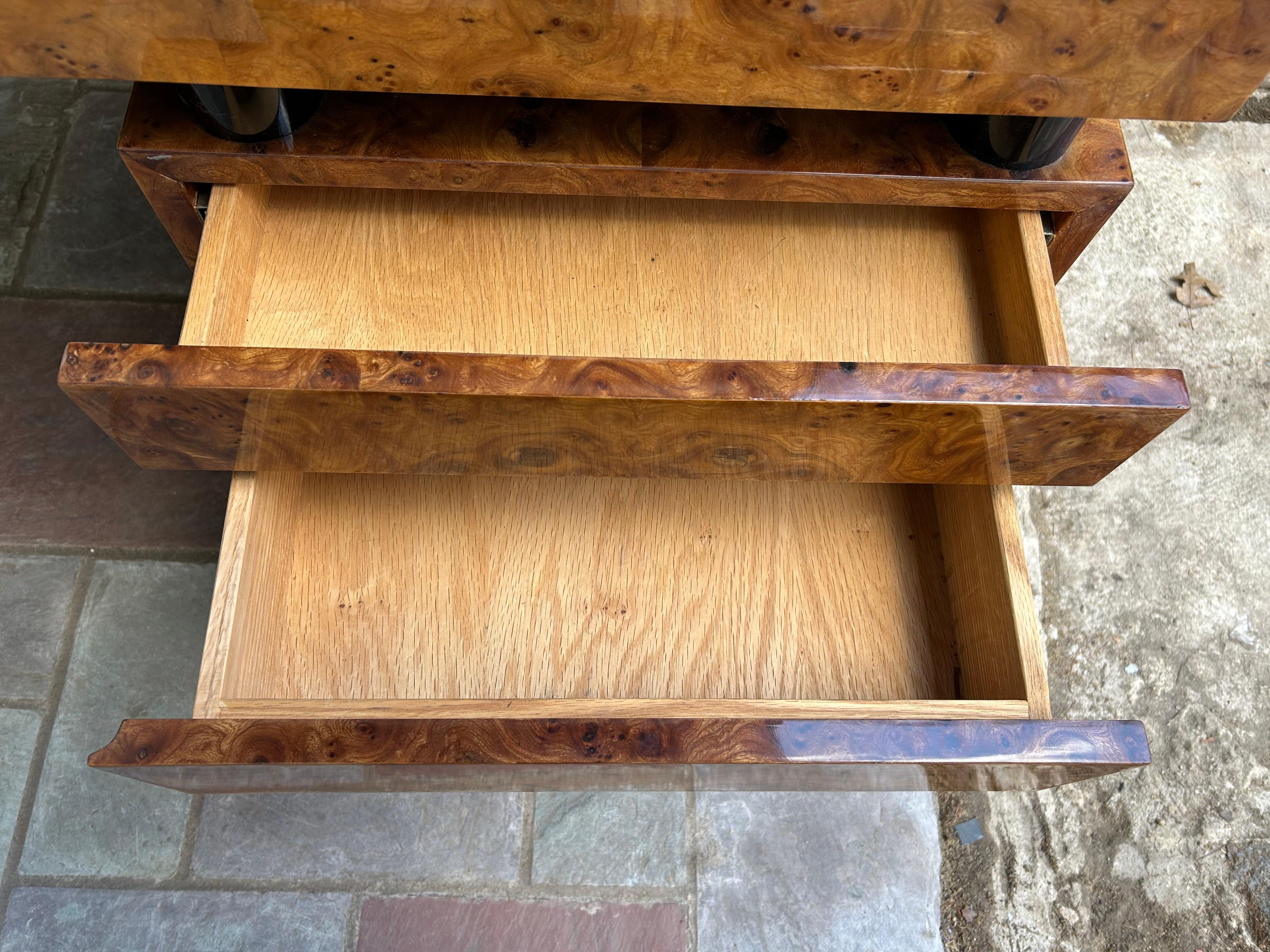 Magnificent Pace Collection Burl Wood Desk Leon Rosen For Sale 5