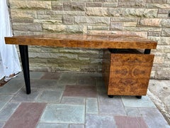 Magnificent Pace Collection Burl Wood Desk Leon Rosen