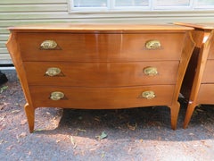 Magnificent Pair of Dorothy Draper Style Bowed Front Bachelors Chests Regency