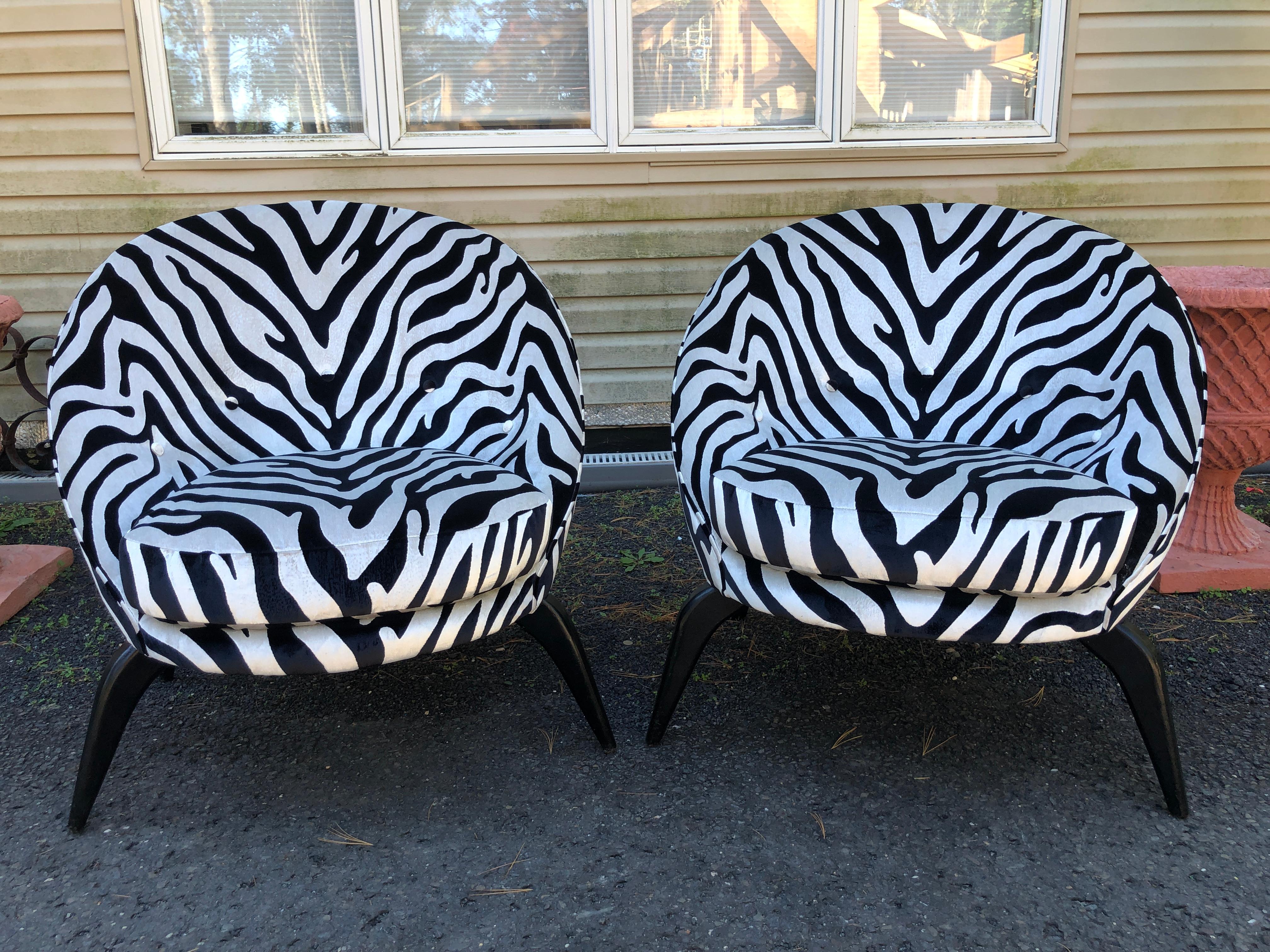 Magnificent Pair Jack Sherman for Chaircraft of California Pom Pom Chairs  For Sale 1