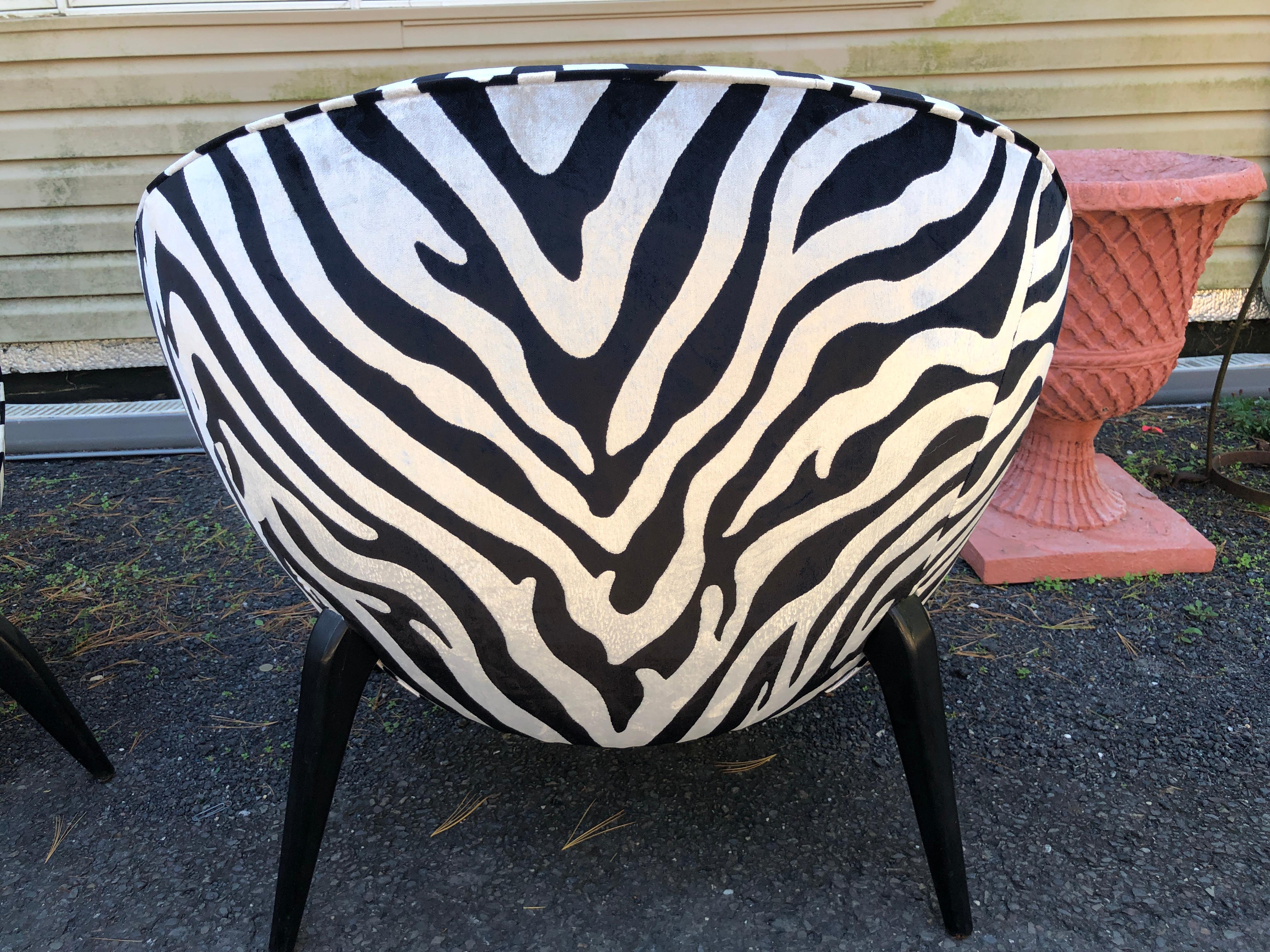 Lacquered Magnificent Pair Jack Sherman for Chaircraft of California Pom Pom Chairs For Sale
