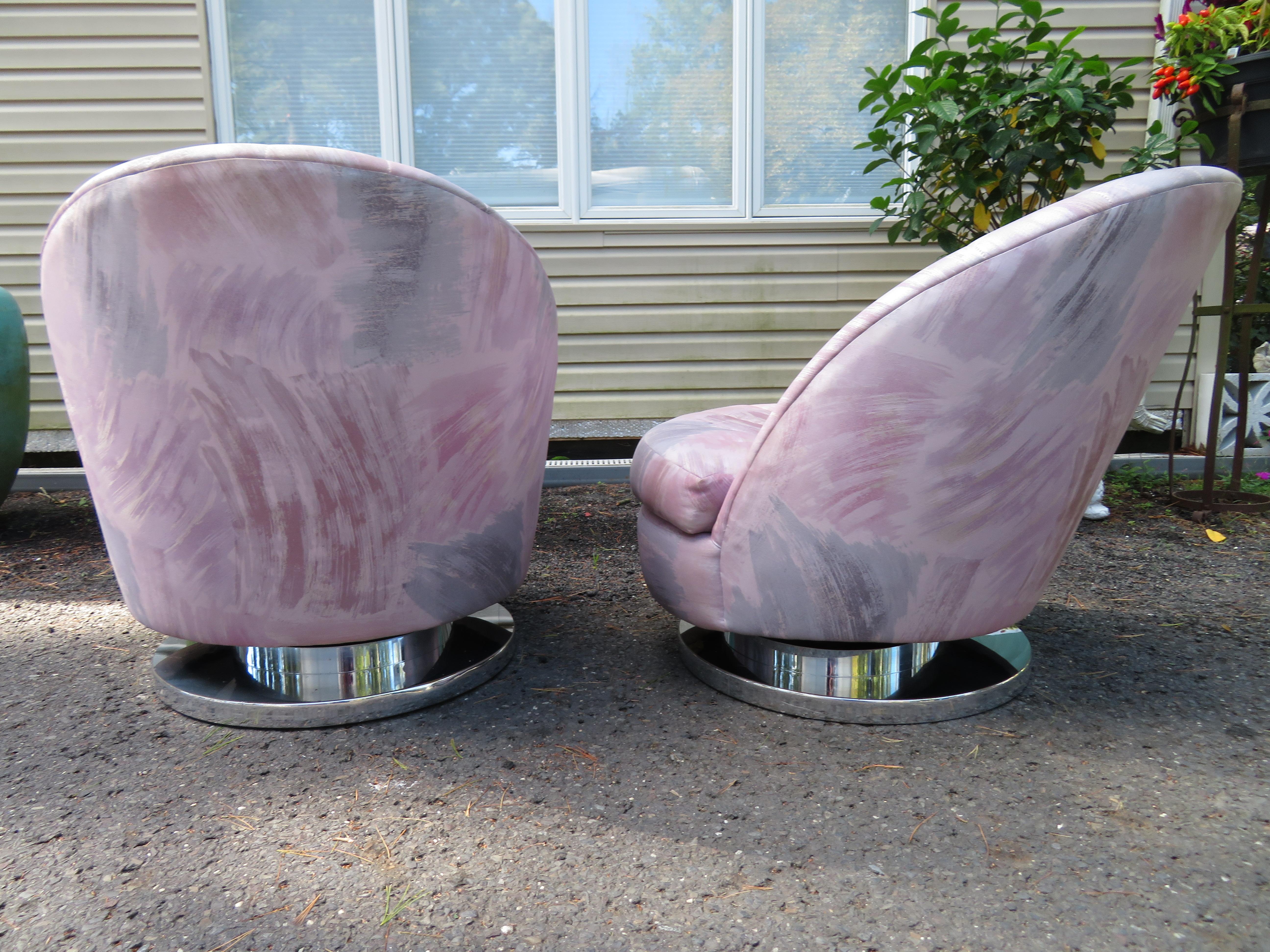 Magnificent Pair Milo Baughman Thayer Coggin Swivel Chrome Rocker Chairs For Sale 4