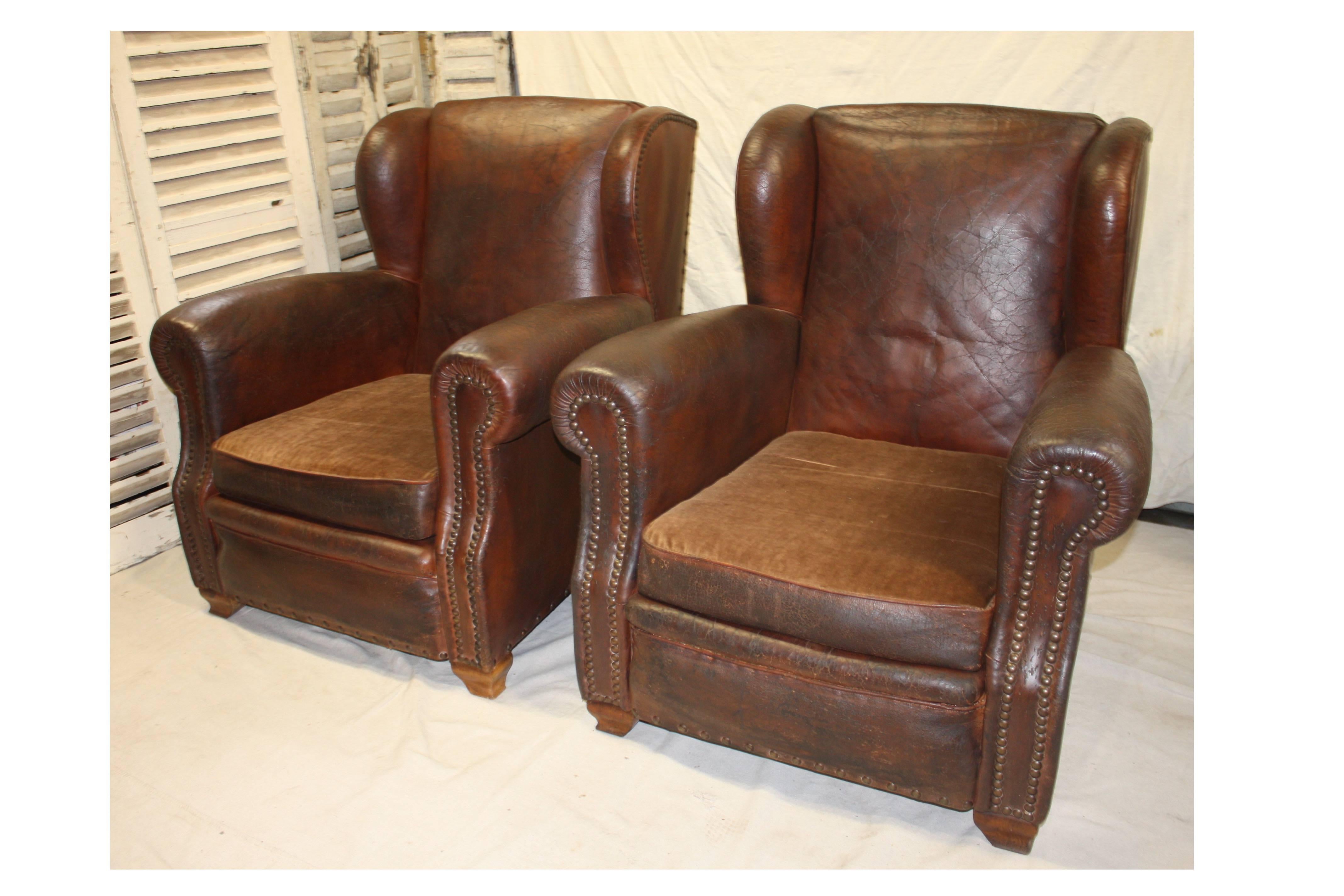Magnificent Pair of 19th Century French Club Chairs In Good Condition In Stockbridge, GA