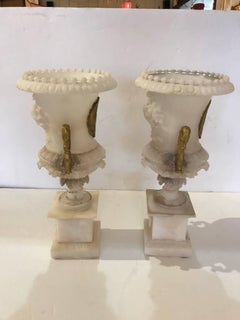 Magnificent Pair of Alabaster and Bronze Fancy French Urns