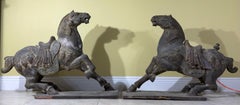 Magnificent Pair of Antique Tang Dynasty Style Carved Horses