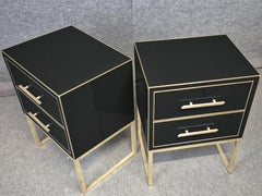 Magnificent Pair of Black Murano Glass Bedside Tables Made in Italy Available
