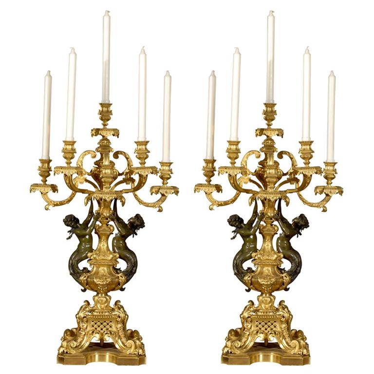 Magnificent pair of candelabra For Sale