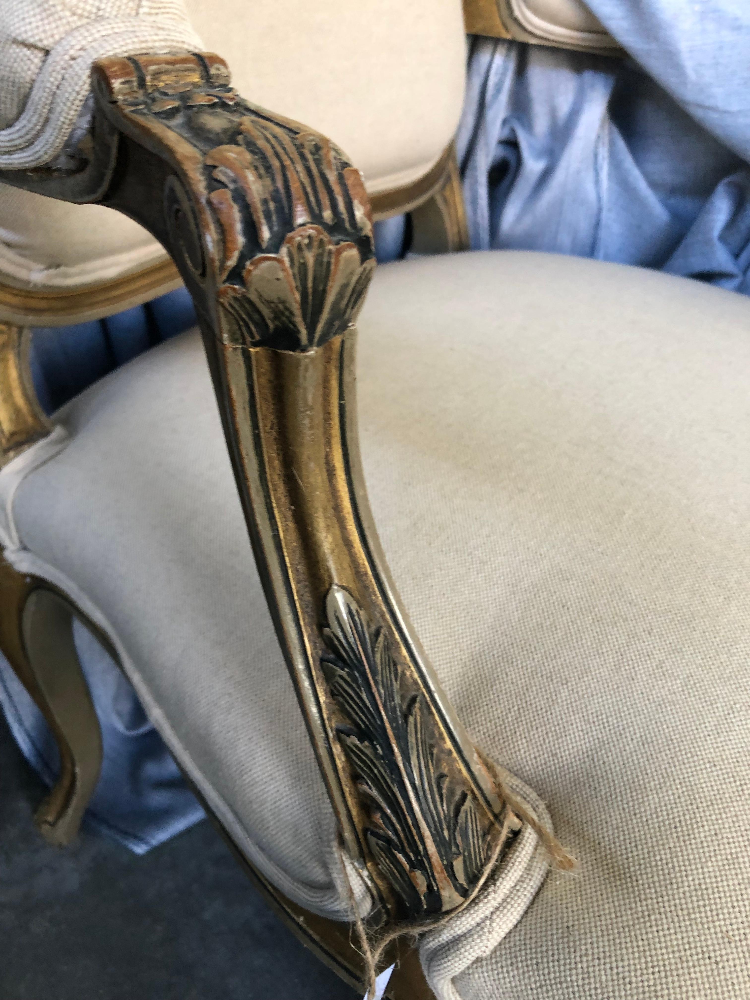 Upholstery Magnificent Pair of Carved Wood French Bergères