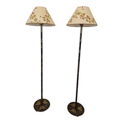 Magnifique paire de lampadaires chinoiseries avec abat-jours sur mesure
