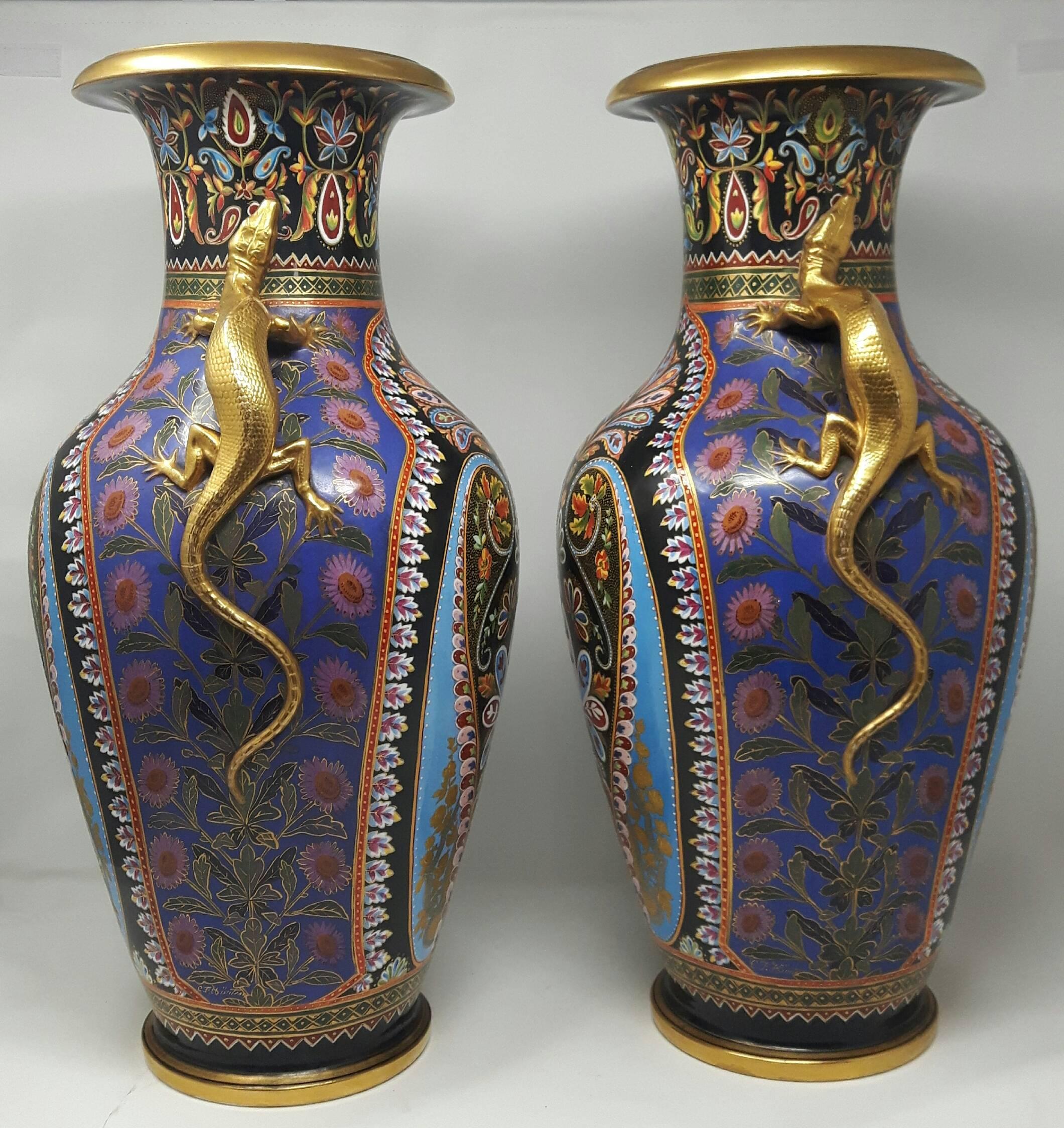 Neoclassical Revival Magnificent Pair of Copeland Vases