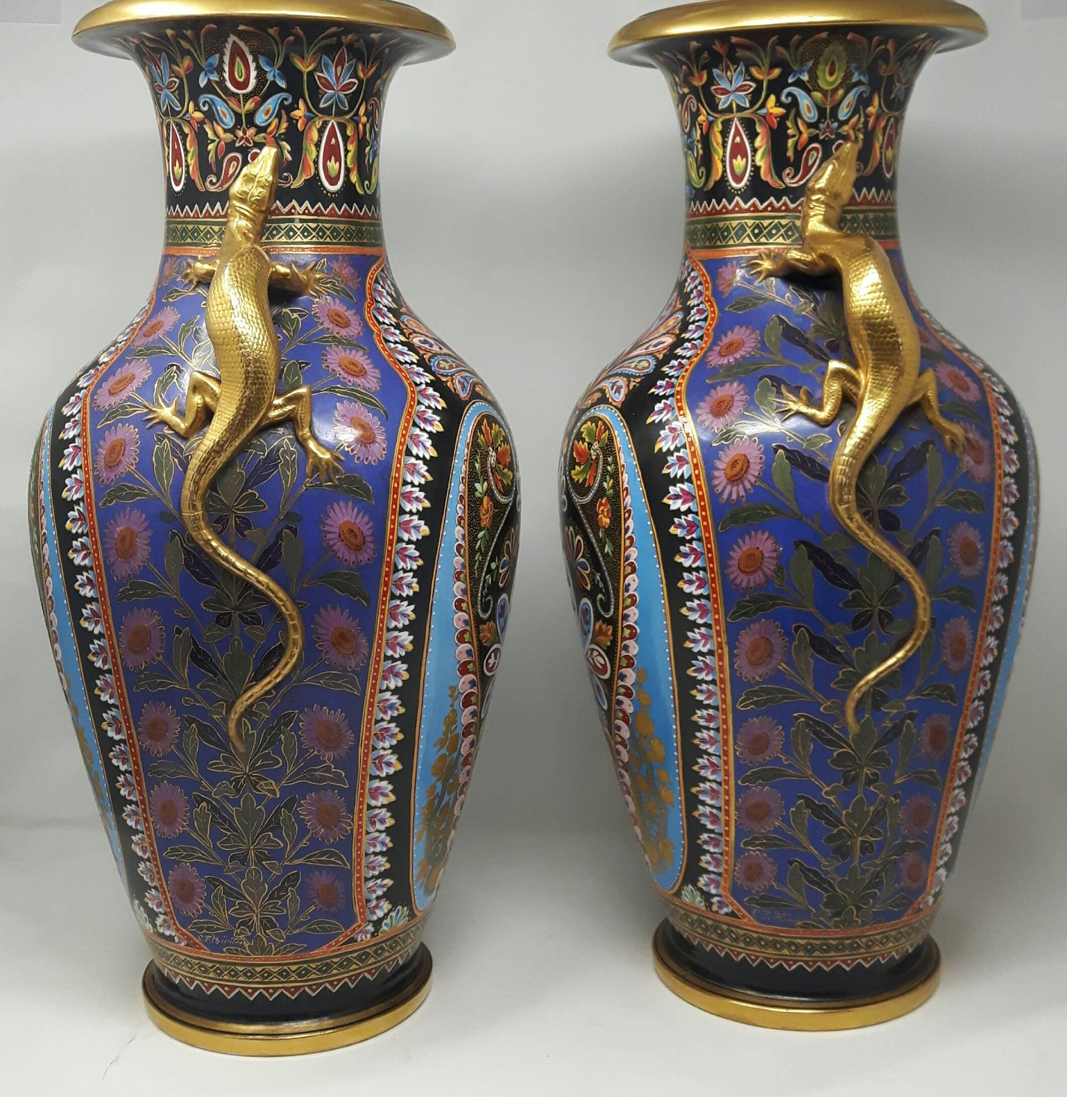 English Magnificent Pair of Copeland Vases
