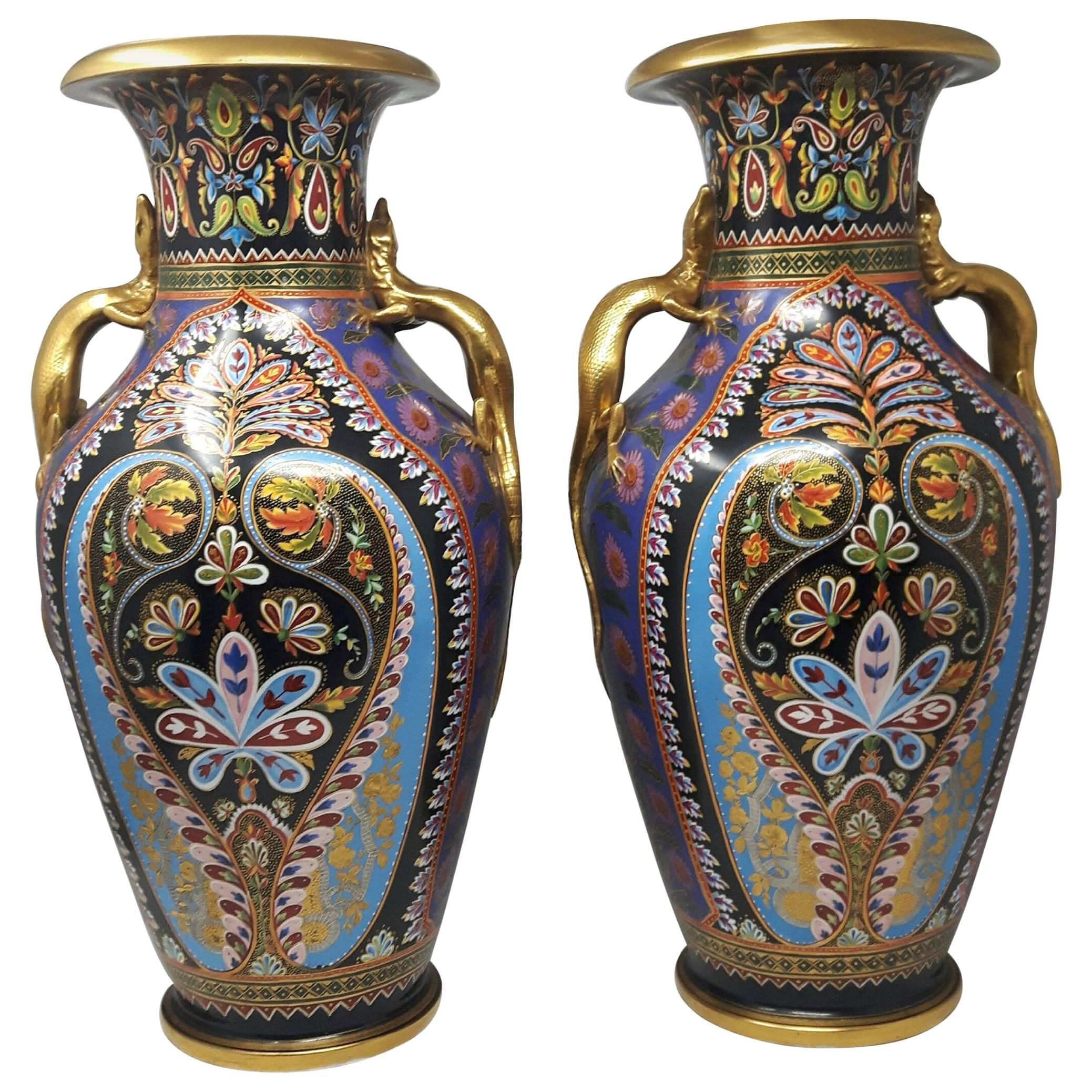 Magnificent Pair of Copeland Vases