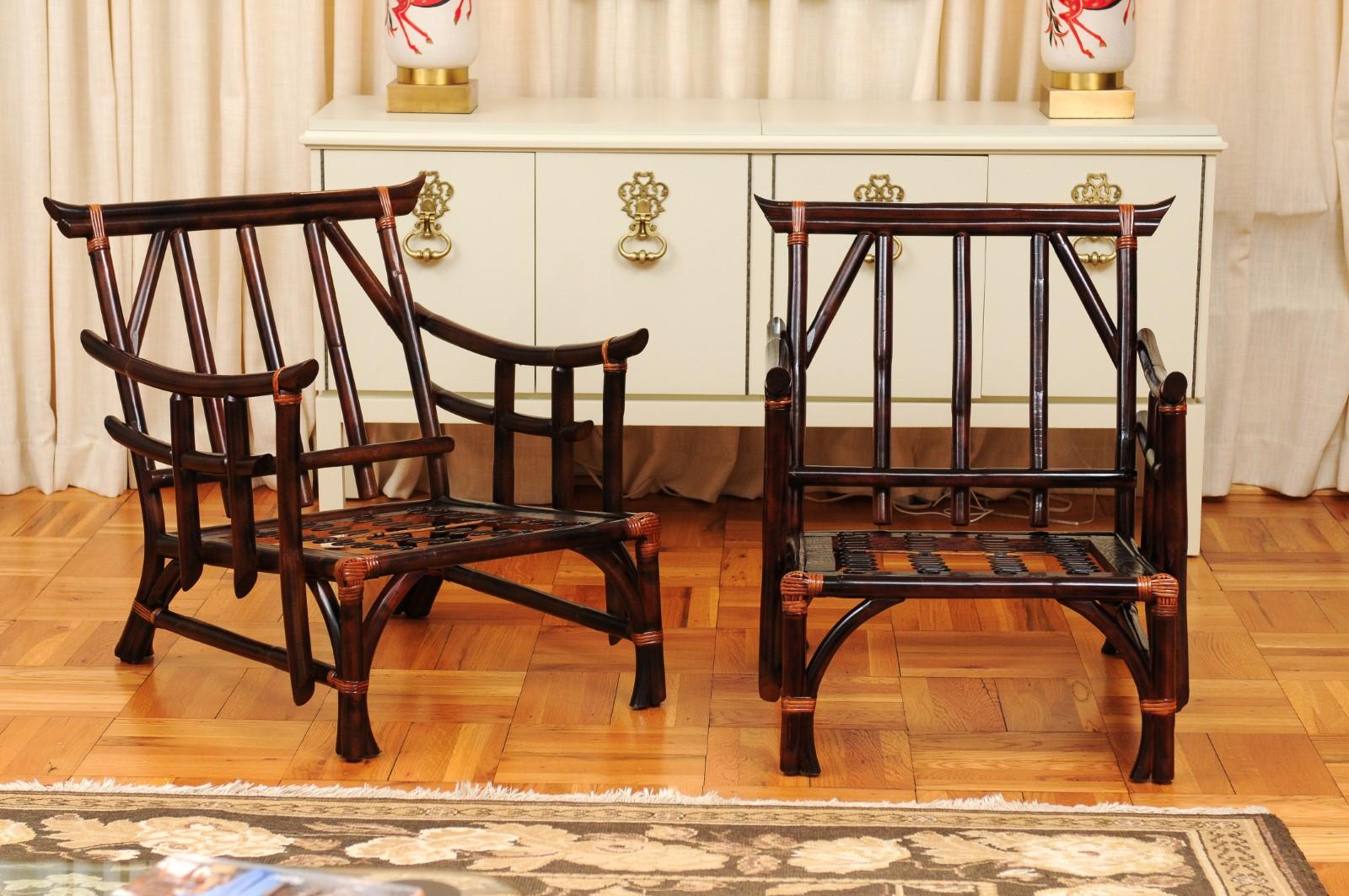 These magnificent lounge chair frames are shipped as professionally photographed and described in the listing narrative: Meticulously professionally restored and ready for upholstery. Expert custom upholstery service is available.

An