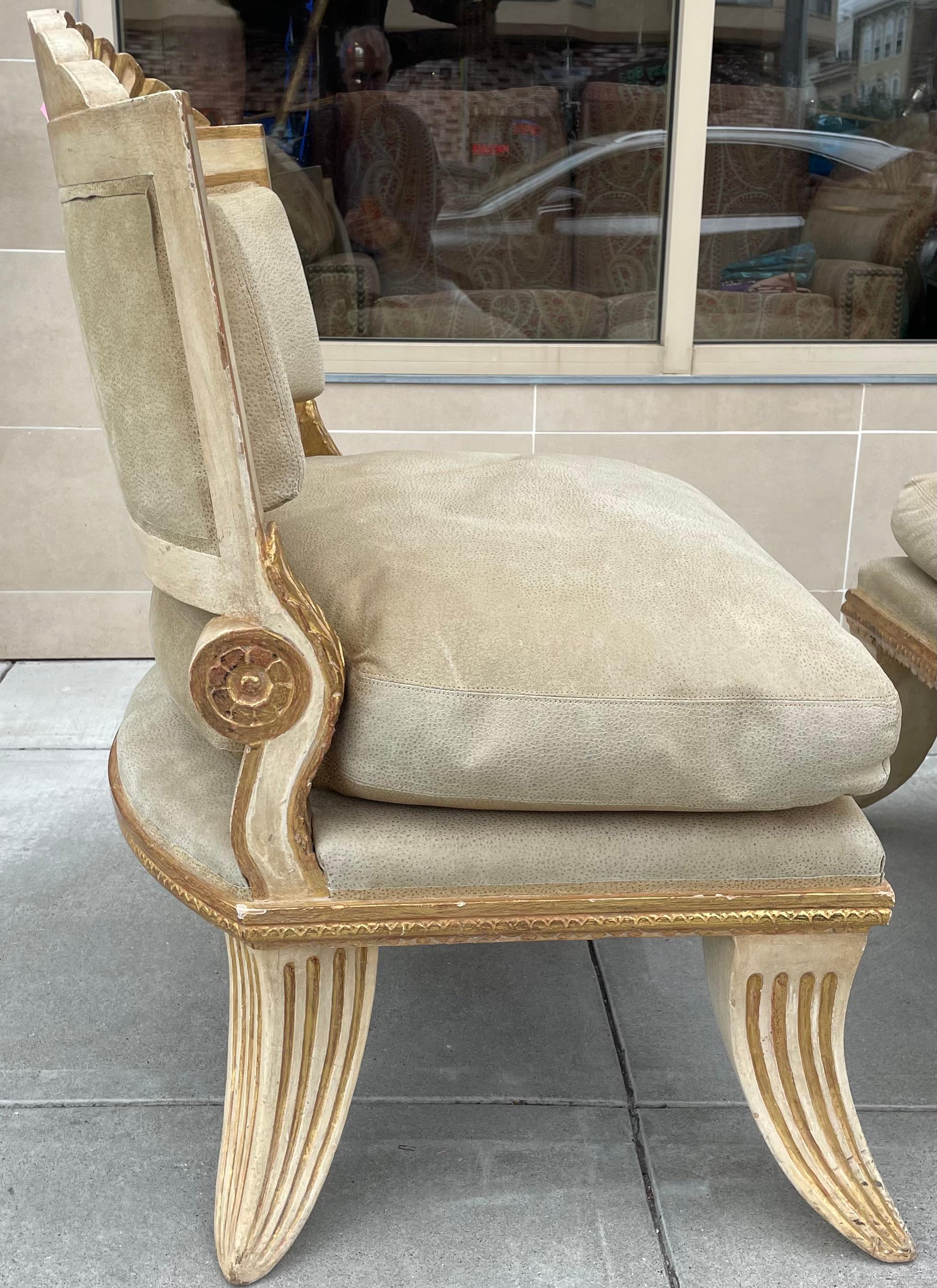 Magnifique paire de chaises longues de style suédois provenant d'un manoir de Seacliff SF en vente 4