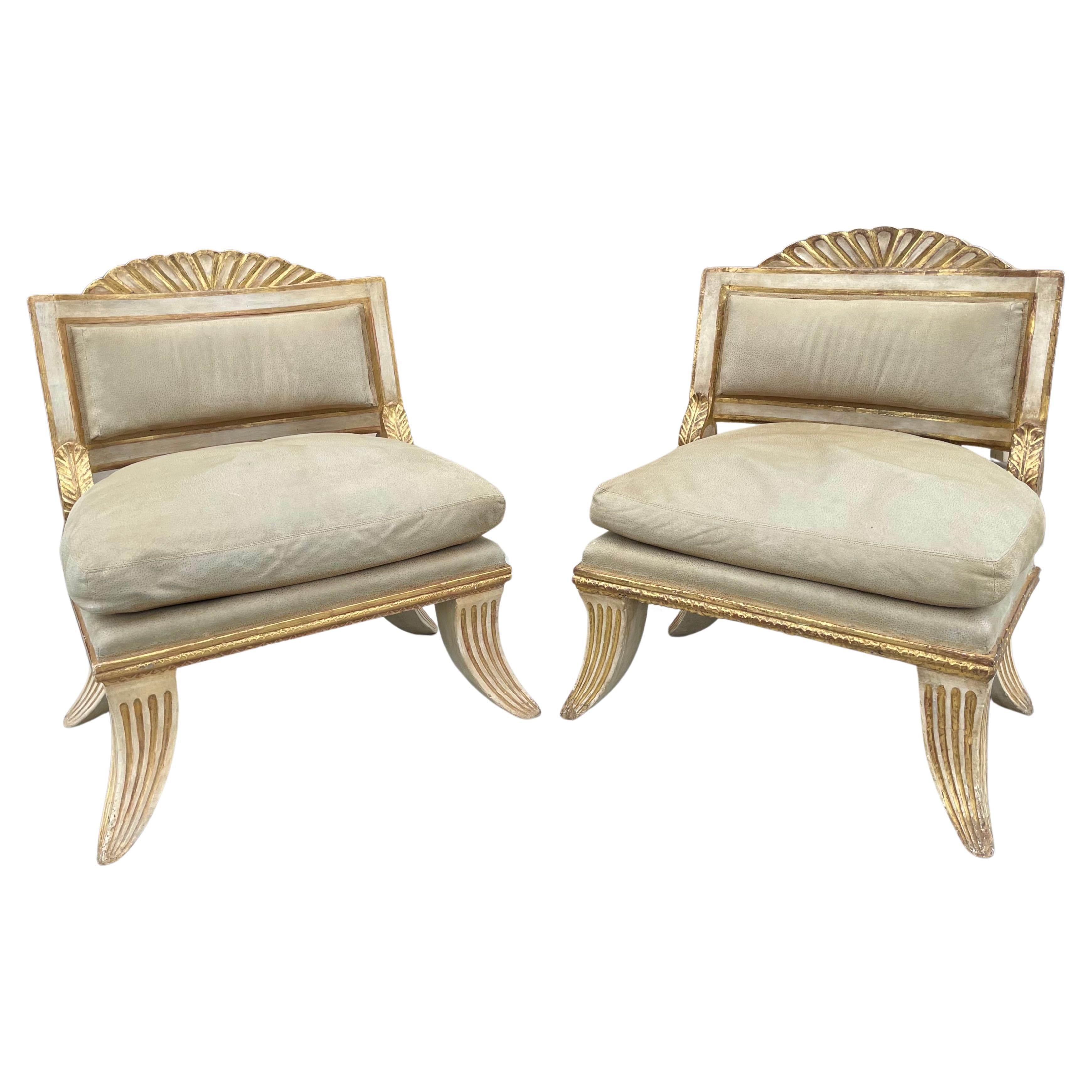 Magnifique paire de chaises longues de style suédois provenant d'un manoir de Seacliff SF en vente