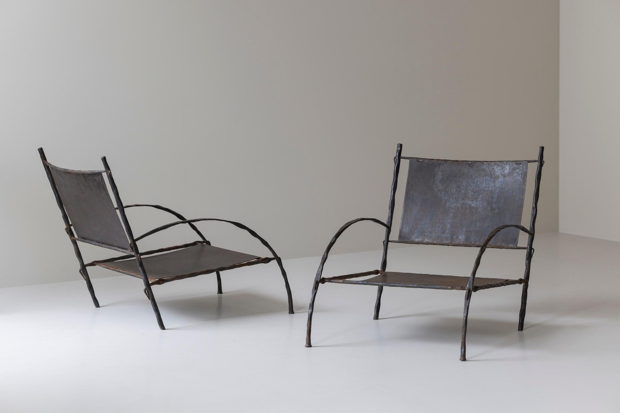 Magnificent pair of easy chairs, 1930s, in the manner of Diego Giacometti. 11