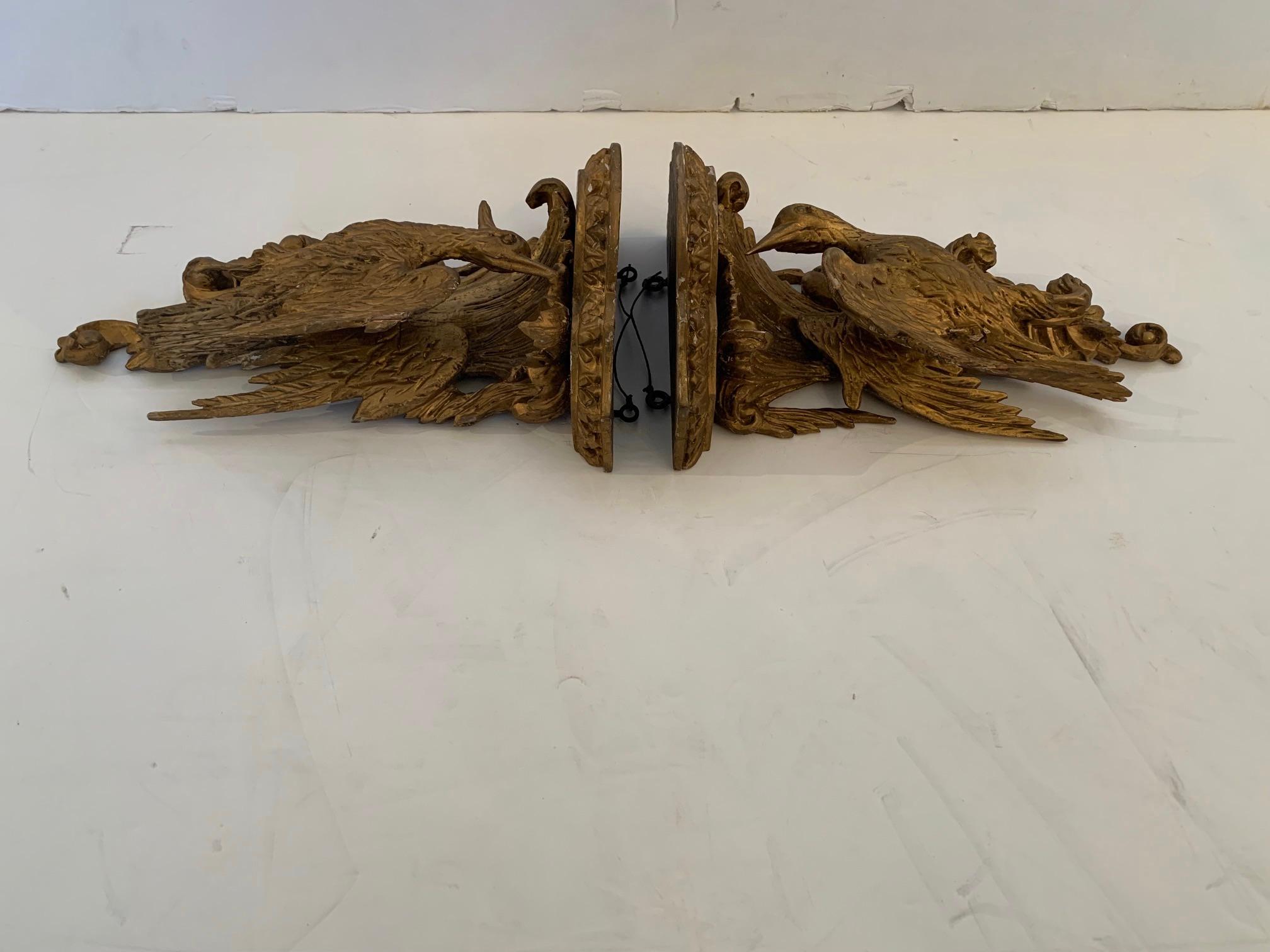 Magnificent Pair of English Antique Carved Giltwood Chippendale Wall Brackets 7