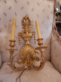 Magnificent Pair of French Bronze Doré Sconces by Edward Caldwell