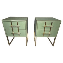 Magnificent Pair of Green Murano Glass Bedside Tables Made in Italy Available
