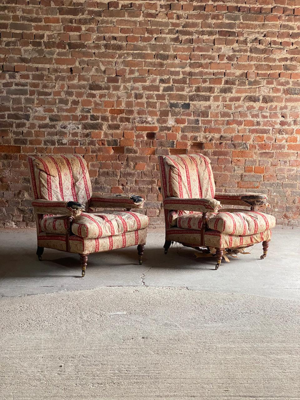 Magnificent Pair of Howard and Sons Open Armchairs 19th Century, Circa 1850 6
